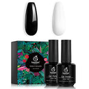 Beetles Gel Nail Polish Kit- 2 Pcs 15ml Black White Colors Gel Polish Set Soak Off LED Nail Gel Polish Nail Art Manicure Salon DIY at Home Design Decorations beetles Gel Polish