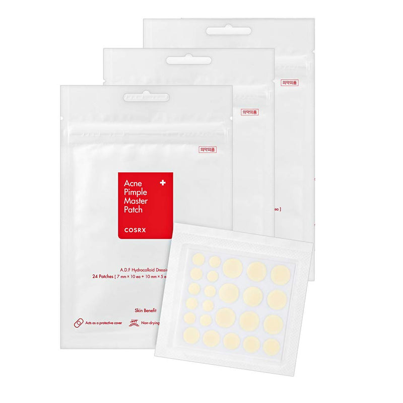 COSRX Acne Pimple Patch (72 counts) Absorbing Hydrocolloid Spot Treatment Fast Healing, Blemish Cover, 3 Sizes COSRX