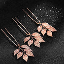 Asooll Bride Wedding Hair Pins Leaf Bridal Head Piece Leaf Branch Bobby Pins for Women and Girls(Pack of 3) (Rose Gold) Asooll