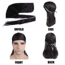 6 Pack Silky Durag with Wave Brush Elastic Headwrap Cap with Long Tail for Men&Women Hair Waves Kerykwan