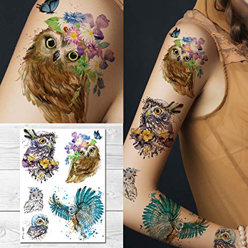 Supperb® Temporary Tattoos - Watercolor Owls Supperb