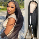 Straight Lace Front Wigs Human Hair Brazilian Virgin T Part Straight Human Hair Wigs for Black Women Pre Plucked with Baby Hair Natural Black 150% Density(16inch,13x4x1 T Part Wig) beafay