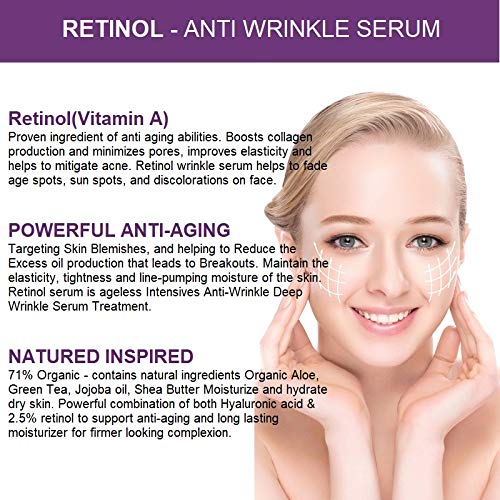 Dermaxgen Retinol Serum - Pure Organic Anti Aging, Anti Wrinkle Face Wrinkles | Renewing and Restore with Hyaluronic Acid, 1 fl oz DERMAXGEN