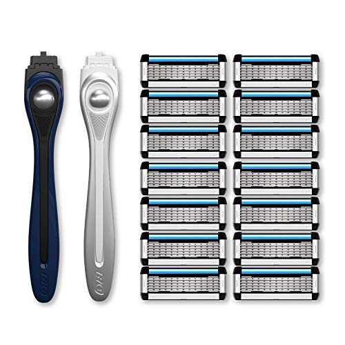 Made For You by BIC Shaving Razor Gift Set for Every Body - Men & Women, 2 Handles with 14 Cartridge Refills - 5-Blade Razors for a Smooth Close Shave & Hair Removal, Navy & White, Kit Made For You