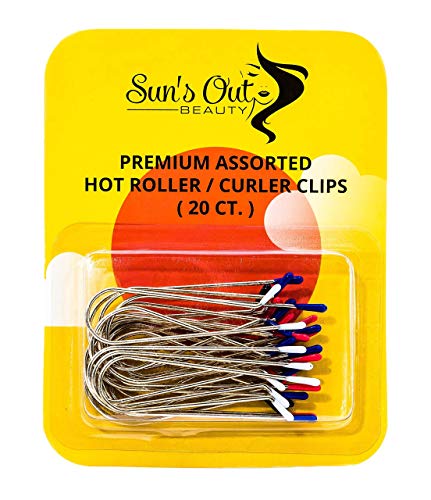 Sun's Out Beauty Premium Assorted Hot Roller Clips - Curler Clips - Regular Set (20 Count) - Includes 4 Different Sizes - Fit Most Small to Medium Size Rollers - Curlers Sun's Out Beauty