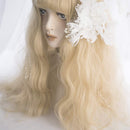 Long Wavy Wig Bangs - Natural Synthetic Hair Lolita Wig with Wig Cap For Women Cosplay and Daily Wear (Blonde) Alice Garden Wigs