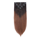 MY-LADY Double Weft 100% Remy Clip in Human Hair Extensions Ombre 2 Tone Color Grade 7A Quality Full Head Thick Long Straight 8pcs 18clips Balayage (22" / 22 inch 160g,Natural Black to Medium Brown) MY-LADY