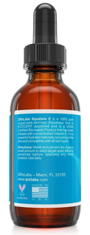 Pure Plant-Based Squalane Oil Boosted with Vitamin E (LARGE 2 oz) - Organic ECOCERT/USDA Certified Squalane Derived from Sugarcane - Best Moisturizer For Face, Body, Skin & Hair - 2 fl oz / 60 ml QRxLabs