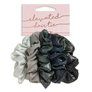 Kitsch Metallic Scrunchies for Hair, Hair Scrunchies for Women and Girls, Set of Fashion Scrunchies, 5 Pack (Gray/Blacks) Kitsch