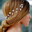 Yean Wedding Headband Gold Leaf Bridal Headpieces for Bridesmaid and Flowergirls (15.7 Inches)(Silver) Yean