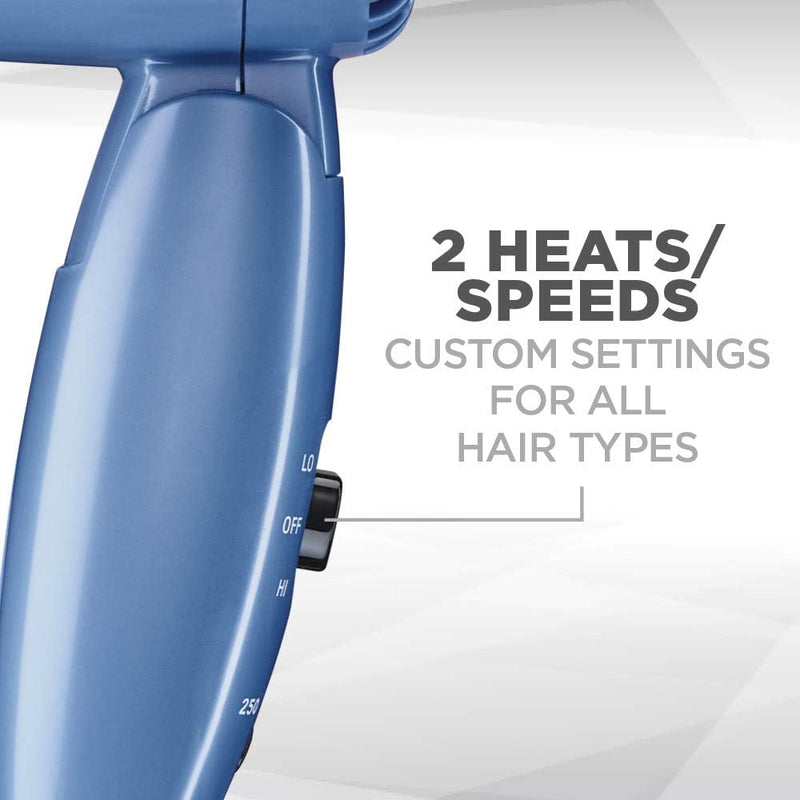 Conair Travel Hair Dryer with Dual Voltage, 1600W Compact Hair Dryer with Folding Handle, Travel Blow Dryer Infinity Warehouse