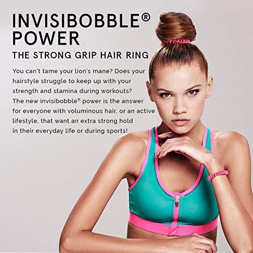 invisibobble Power Traceless Spiral Hair Ties - Pack of 3 Crystal Clear - Strong Elastic Grip Coil Hair Accessories for Active Women - No Kink, Non Soaking - Gentle for Girls Teens and Thick Hair invisibobble