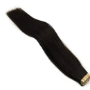 GOO GOO Tape in Hair Extensions Natural Black Real Remy Hair Extensions Seamless Straight Human Hair Extensions 20pcs 50g 14inch, Natural black
