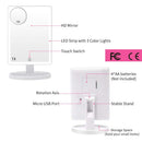 Makeup Vanity Mirror with 3 Color Lighting, COSMIRROR Lighted Makeup Mirror with 72 LED Lights and 10X Magnifying Mirror, Dual Power Supply, 180 Degree Rotation Cosmetic Tabletop Light up Mirrors COSMIRROR