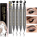 4 Styles/Set Pen Eyeliner Stamp Wing Liner, Waterproof, Double Sided & Long Lasting Eye Pencil , (Heart/Moon/Star /Flowers )Shape Stamp Pen, Super Slim Gel Felt Tip High Black Pigment (4PCS) Topcent