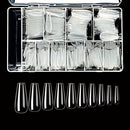 Vivace Clear Full Cover Long Coffin 500 Acrylic False Fake Nail Tips With Clear Plastic Case for Nail Salon Nail Shop (Clear F.C Long Coffin) Vivace