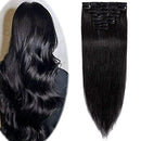14 Inch Clip in Hair Extensions 100% Human Hair 60g Thin Standard Weft 8 Pcs 18 Clips Straight Clip on Human Hairpieces for Women