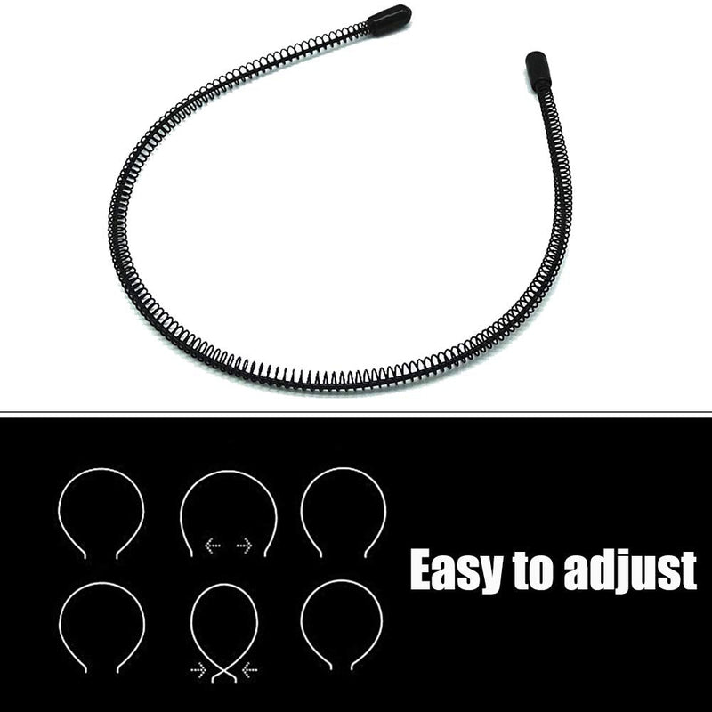 3PCS Metal Hairbands, Black Fashion Spring Headband for Men & Women,Unisex Elastic Sports Wide Hair Band Hoop Clips Accessories Etercycle