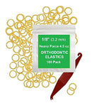 1/8 Inch Orthodontic Elastic Rubber Bands, 100 Pack, Natural, Heavy 4.5 ounce Small Rubberbands Dreadlocks Hair Braids Fix Tooth Gap, Free Elastic Placer for Braces Prairie Horse Supply