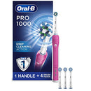 Oral-B Pro 1000 CrossAction Electric Toothbrush, Pink, Powered by Braun with 3 Replacement Brush Heads Oral-B