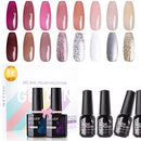 Gellen Gel Nail Polish Kit - With Top Base Coat, 16 Colors Jelly Nail Gel Series Translucent Skin Tones, Trendy Nail Art Glitters Designs DIY Home Gel Manicure Set GELLEN