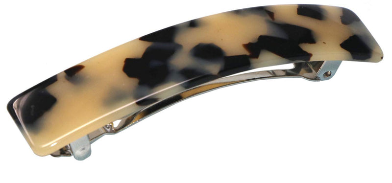 French Amie Oblong Handmade 3.5" Celluloid Automatic Hair Clip Barrette French Hair Clip for Girls Strong Hold Hair Clips for Women No Slip Durable Paris Hair Accessories, Made in France (White Tokyo) French Amie