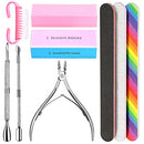 Nail File and Buffer- 3pcs Double Sided Nail File, Rectangular Nail Buffer, Buffer Block Sponge Polished, Nail Brush, Come with Cuticle Nipper and Pusher, Perfect Manicure Tool Kit for Shiny Nail HNYYZL
