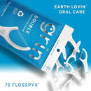 GRIN Double Flosspyx, Floss Picks, 75 Count, Dental Flossers, Minty Flavor, Recycled Plastic, 2 Lines of Strong Floss, Longer Floss Head, Traps Food and Plaque, Includes Safe Soft Fold-Back Tooth Pick Infinity Warehouse