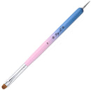 Ivy-L Premium 2 Way French Gel Acrylic Nail Art Kolinsky Brush With Dotting Tool for Professional Manicure Cuticle Clean Up Nail Art Design, Pink Blue Wood Handle (Size 8) Ivy L