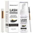 Eyelash Extension Shampoo 50 ml + Brush - Eyelid Foaming Cleanser - Sensitive Paraben & Sulfate Free - Eyelash Wash and Lash Bath for Extensions - Salon Use and Home Care Mererke_Pretty