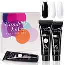 Poly Gel Nail Polish Set - Candy Lover Black White Clear 3 Popular Colors Nail Extension Gel Kit Enhancement Builder Gel, Quick Starter Soak Off UV LED 20g Tubes in Gift Box Candy Lover