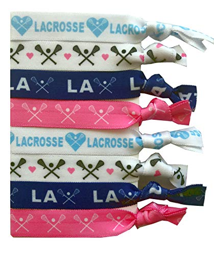 8 Piece Lacrosse Hair Elastic Set - Girls Lacrosse Hair Accessories - No Crease Lacrosse Hair Elastics Set - Lacrosse Set - Lacrosse Accessories for Players, Women, Girls, Coaches, Teams, Leagues - MA Sportigift