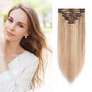 Double Weft 100% Remy Human Hair Extensions Clip in Grade 7A Quality Full Head Thick Thickened Long Straight for Women 10" / 10 inch 110g
