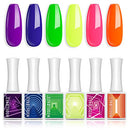 Modelones Gel Nail Polish Set- 2022 Neon Spring 6 High Capacity 10ML Hot Pink Bright Orange Gel Polish Set Yellow Green Purple LED Gel Polish Kit Manicure Home DIY Holiday Mother's Day Gift for Women modelones