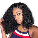 ISEE Hair Lace Front Wigs Human Hair Short Bob Wigs For Black Women Brazilian Kinky Curly Wavy 4x4 Lace Closure Wigs Pre Plucked with Baby Hair 150% Density (14inch) ISEE