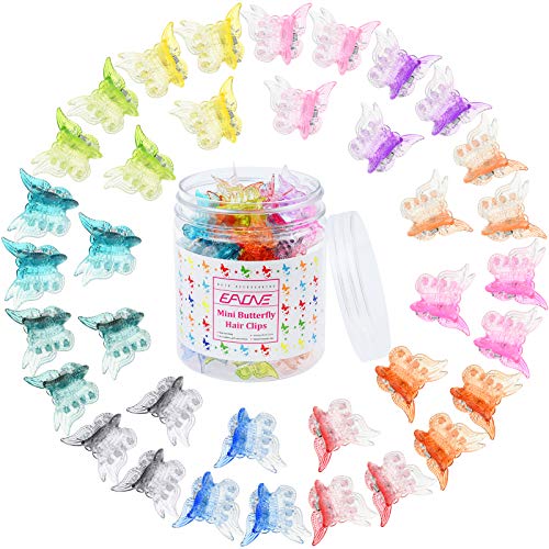 EAONE Butterfly Hair Clips 50Pcs, Pastel Cute Hair Clips Mini Small Hair Claw Clips Hair Aesthetic Accessories for 90s 2000s Girls Women Hair with Container Package, Gradient Transparency Colors EAONE
