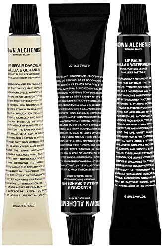 Grown Alchemist Amenity Kit - Face Moisturizer, Lip Balm & Hand Lotion Set - Facial Hydra-Repair Day Cream (12ml), Lip Balm (12ml) & Hand Cream (20ml) - Travel Size Gift Set Grown Alchemist
