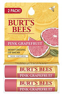 Burt's Bees Lip Balm Stocking Stuffer, Moisturizing Lip Care Holiday Gift, 100% Natural, Pink Grapefruit with Beeswax & Fruit Extracts (2 Pack) Burt's Bees