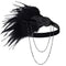 BABEYOND 1920s Flapper Headband Roaring 20s Great Gatsby Headpiece Beaded Black Feather Headband 1920s Flapper Gatsby Hair Accessories BABEYOND
