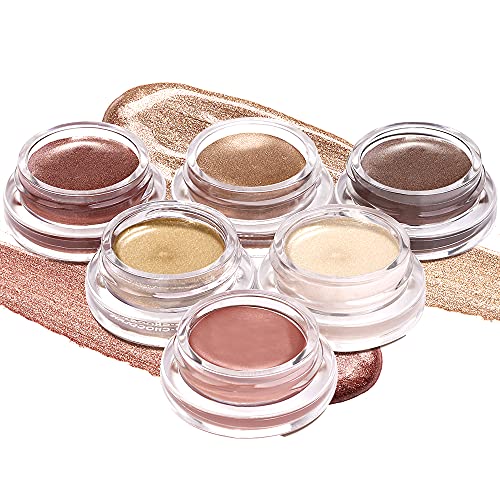 LUXAZA 6 PCS Neutral Brown Cream Eyeshadow Set, Shimmer and Matte Cream Eye Shadows,High Pigmented Metallic Creamy Smoky Eyeshadow Longwear Waterproof Eye Makeup LUXAZA