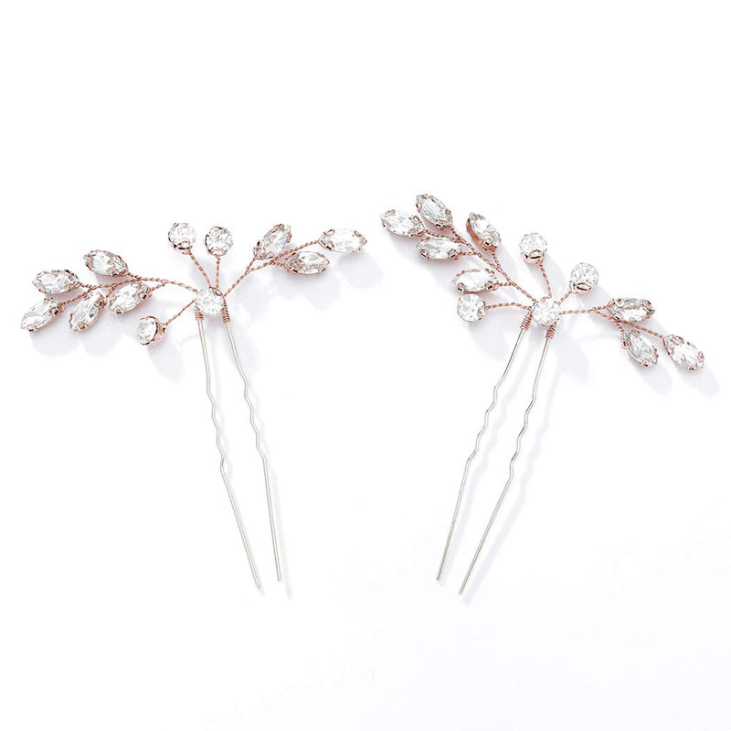 Yean Rhinestone Bridal Hair Pins Crystal Wedding Hair Piece Fashion Hair Accessories for Women and Girls (Rose gold) Yean