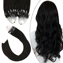 Ugeat Microbead Hair Extensions 18inch Micro Rings Hair Extensions Darkest Brown Color