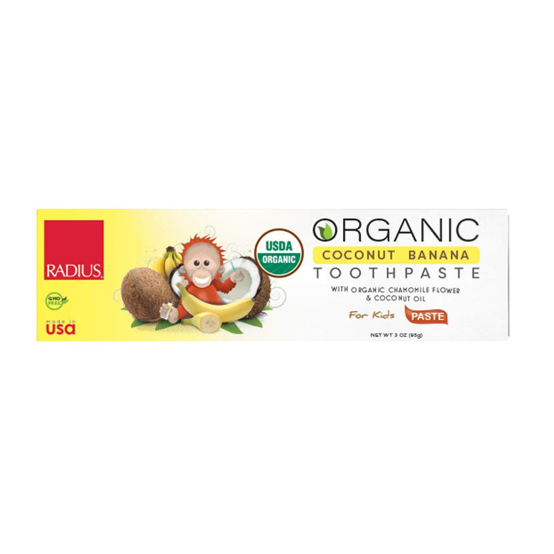 RADIUS USDA Kids Organic Toothpaste, Coconut Banana, 3 Oz (Pack of 1) RADIUS