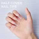 Coffin Nail Tips, IKOCO 500Pcs Clear Nail Tips Ballerina False Nails Half Cover Coffin Fake Nail Tips for Acrylic Nails with Glue Files and Buffers Clipper Brush for Beginners IKOCO