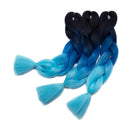 Ombre 24 inch Jumbo Braid Hair Extensions Jumbo Box Braids Crochet Hair Long for Women Kids DIY High Temperature Synthetic Fiber 3 Tones Black+ Dark Blue+ Light Blue 5 Bundles Valentines Gift Party Benehair
