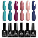 Beetles Gel Nail Polish Set, Dusty Bouquet Collection Classic Blue Pink Mavue Nail Gel Polish Perfect for Autumn and Winter Nail Art Manicure Kit Soak Off LED Gel, 7.3ml Each Bottle beetles Gel Polish