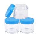 Beauticom 60 Grams/60 ML (2 Oz) Round Clear Leak Proof Plastic Container Jars with Blue Lids for Travel Storage Makeup Cosmetic Lotion Scrubs Creams Oils Salves Ointments (3 Jars) Beauticom