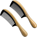 Onedor Extra Length Handmade 100% Natural Green Sandalwood With Buffalo Horn Wide tooth and Fine Tooth Hair Combs - Anti-Static Sandalwood Scent Natural Hair Detangler Wooden Combs for Women (Wide & Fine Tooth Combs) Onedor