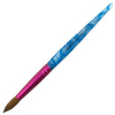 PANA USA Acrylic Nail Brush Pure Kolinsky Hair Acrylic White Swirl Blue Handle with Pink Ferrule Round Shaped - Size 12 PANA