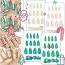 96Pcs Christmas Fake Nails Stiletto Press on Nails Mirror Reflection Medium Length Glue on Nails for Women (No Glue) TMLECE TM